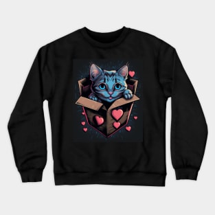 cute cat in box Crewneck Sweatshirt